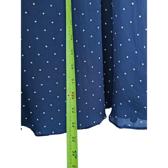 Lauren Ralph Lauren 100% Silk Set Skirt Blouse Top Outfit Navy Polka Dot Size 6 - Picture 12 of 16